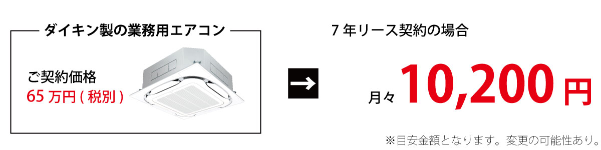 7年リース契約の場合、月々10,200円