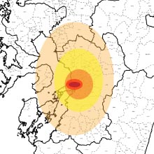 熊本地震 地震範囲